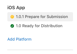 New version in App Store Connect
