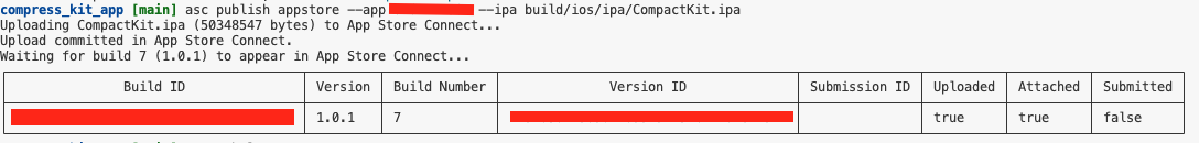ASC CLI upload finished